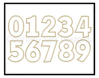 Set de números del 0 al 9 con apliques de cuerda - Diseño de bordado digital para cumpleaños - DESCARGA INMEDIATA -