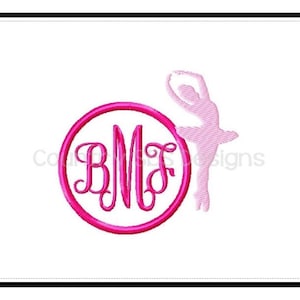 Ballerina Monogram Frame Embroidery Design  4x4 -INSTANT DOWNLOAD-