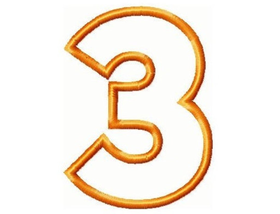 Applique Number Embroidery Design Number 3- 4x4 and 5x7 -INSTANT ...