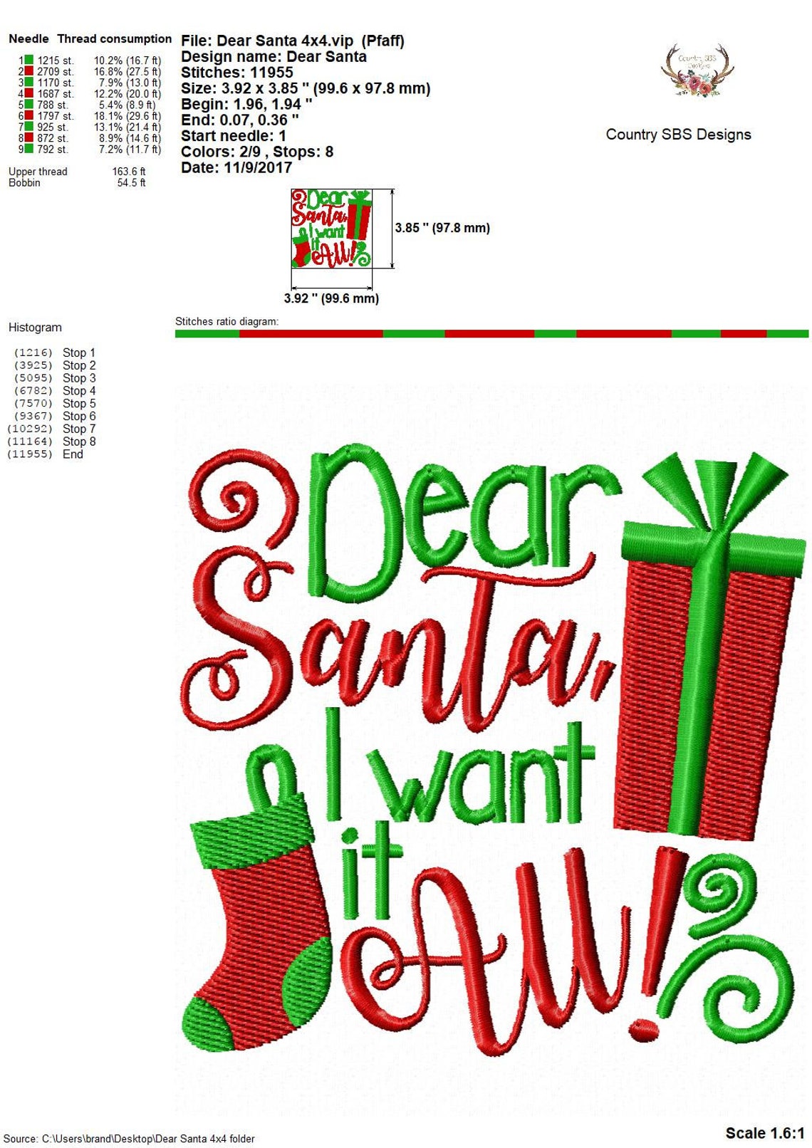 Dear santa christmas embroidery design 4x4 instant download  etsy Dear santa christmas embroidery design 4x4 instant download  etsy