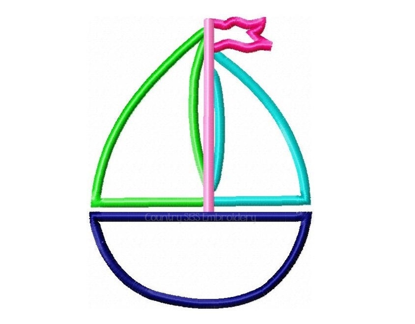Sailboat Applique Embroidery Design INSTANT DOWNLOAD | Etsy