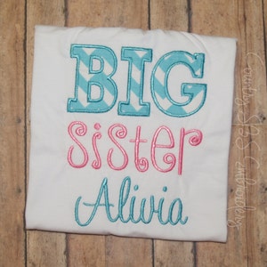 Big Sister Applique Embroidery Design 5x7 -INSTANT DOWNLOAD-