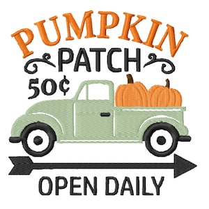 Fall Pumpkin Patch Truck Embroidery Design  -INSTANT DOWNLOAD-  Fall Embroidery Design- Digital Machine Embroidery
