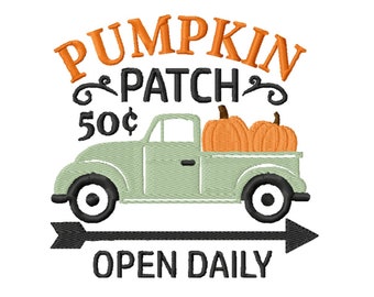Fall Pumpkin Patch Truck Embroidery Design  -INSTANT DOWNLOAD-  Fall Embroidery Design- Digital Machine Embroidery