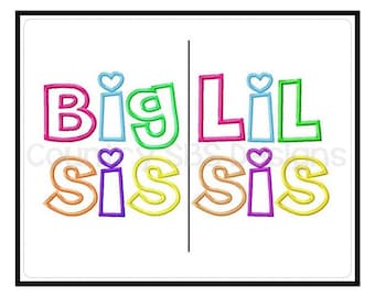 BigSis/LilSis Embroidery Designs 5x7 -INSTANT DOWNLOAD-