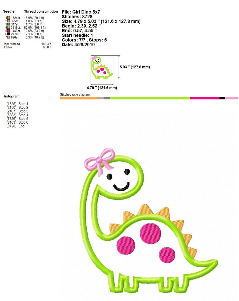 Girl Dinosaur Applique Embroidery Design INSTANT DOWNLOAD Etsy