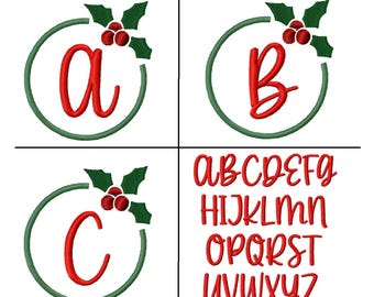 Diseño de bordado digital con marco de monograma navideño 4x4 -DESCARGA INMEDIATA-
