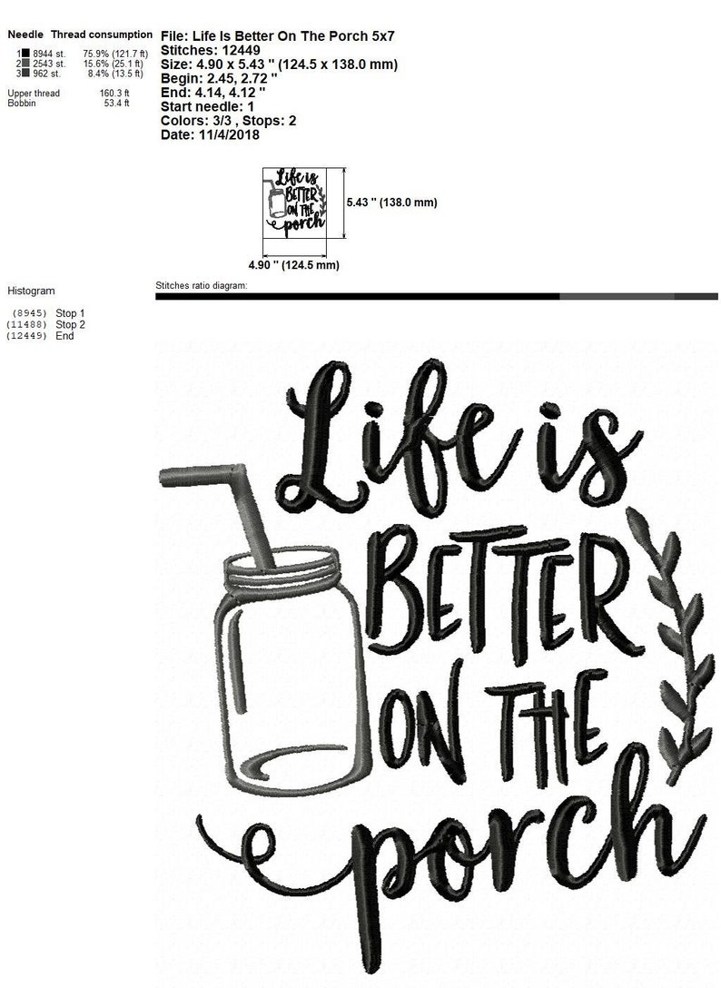 Life is Better on The Porch Embroidery Design INSTANT Etsy