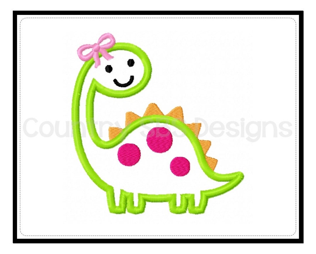 Girl Dinosaur Applique Embroidery Design -INSTANT DOWNLOAD- - Etsy