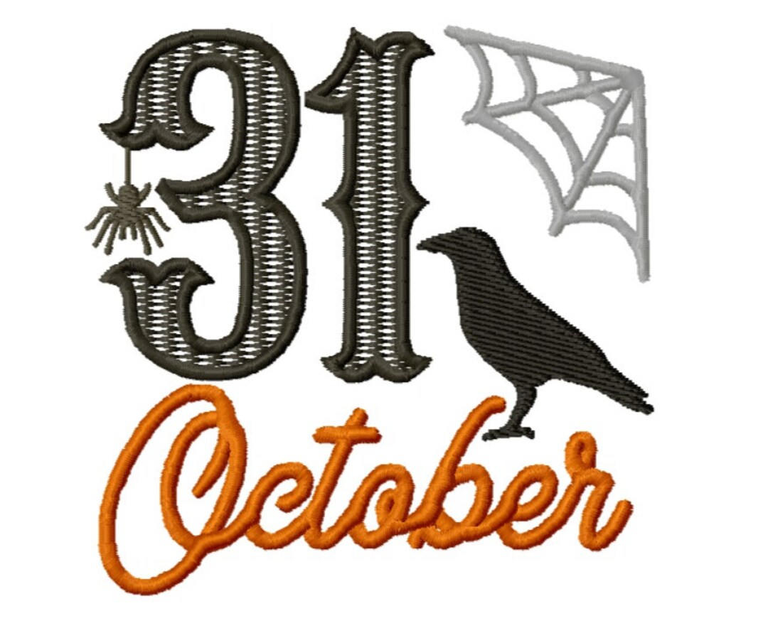 Halloween October 31 Embroidery Design 4x4 -INSTANT DOWNLOAD- Halloween ...