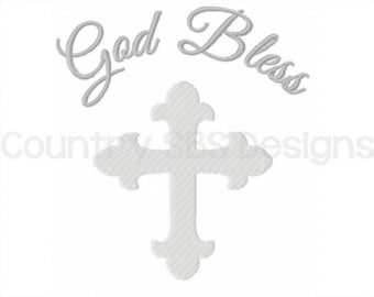God Bless - Taufe - Kommunion - Individuelles Stickmuster Design -SOFORT DOWNLOAD-