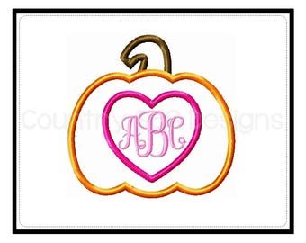 Applique monogramme citrouille motif de broderie numérique - TÉLÉCHARGEMENT IMMÉDIAT - motif de broderie automne - broderie Machine numérique