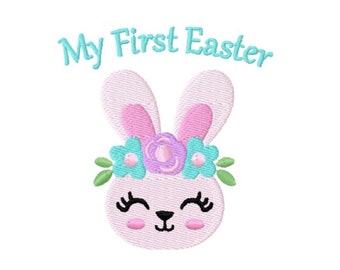 My First Easter Bunny Girl Embroidery Design 4x4 -INSTANT DOWNLOAD-