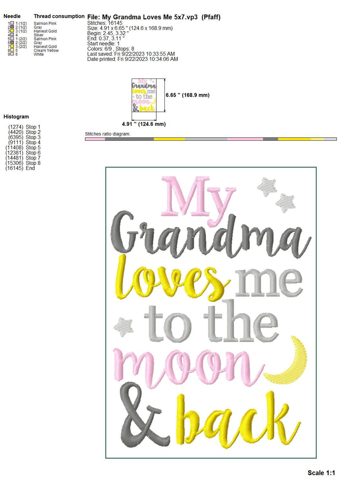 Grandma Loves Me to the Moon and Back -5x7- Embroidery Design - Etsy