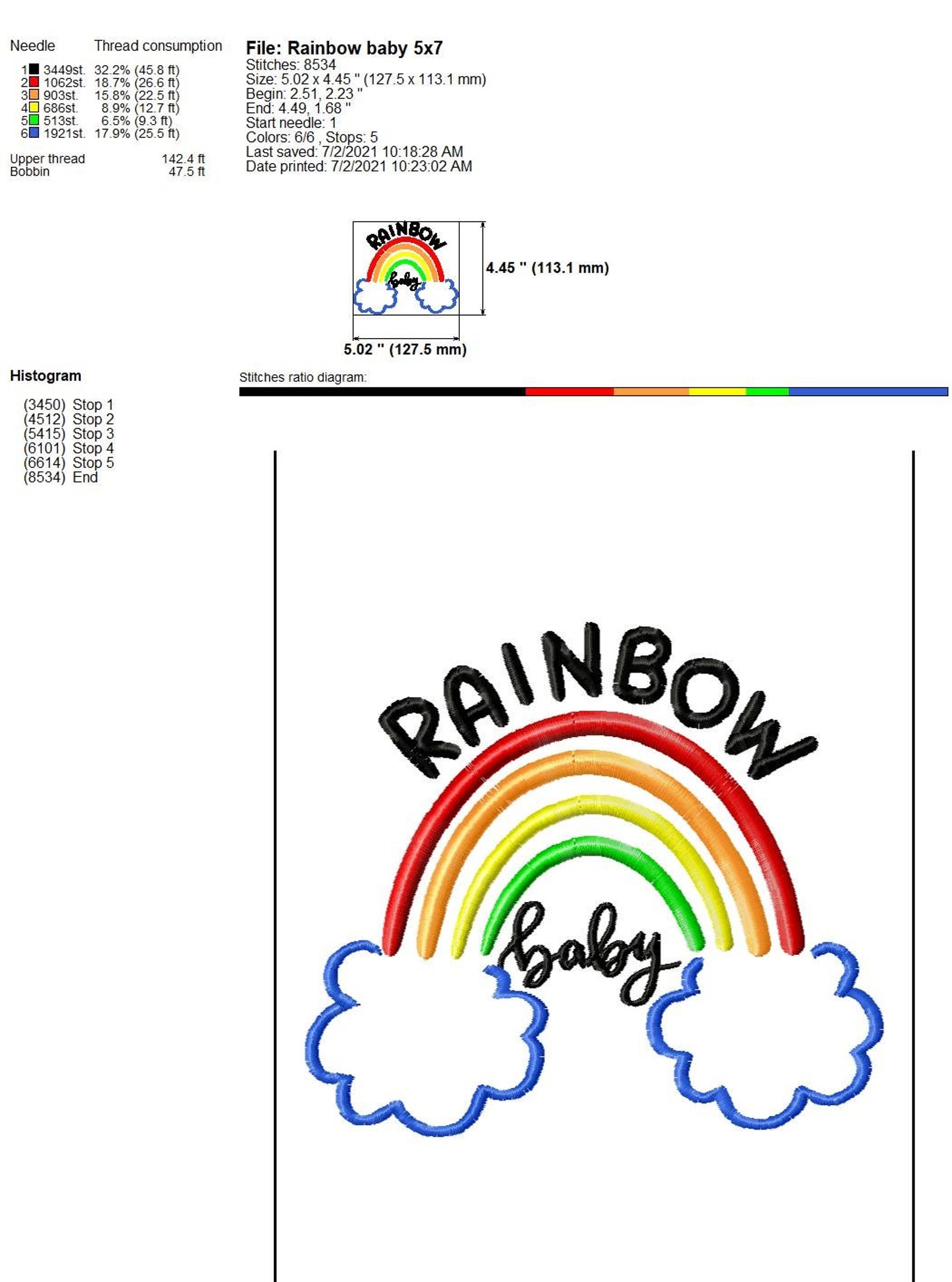 Rainbow Baby Embroidery Design Rainbow Baby Embroidery Design