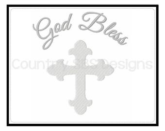 God Bless - Taufe - Kommunion - Individuelles Stickmuster Design -SOFORT DOWNLOAD-