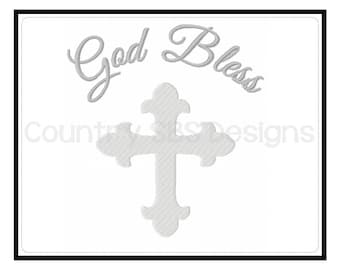 God Bless - Taufe - Kommunion - Individuelles Stickmuster Design -SOFORT DOWNLOAD-