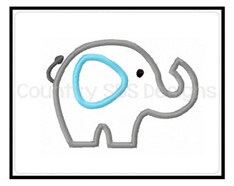 Elephant Applique  Embroidery Design 4x4