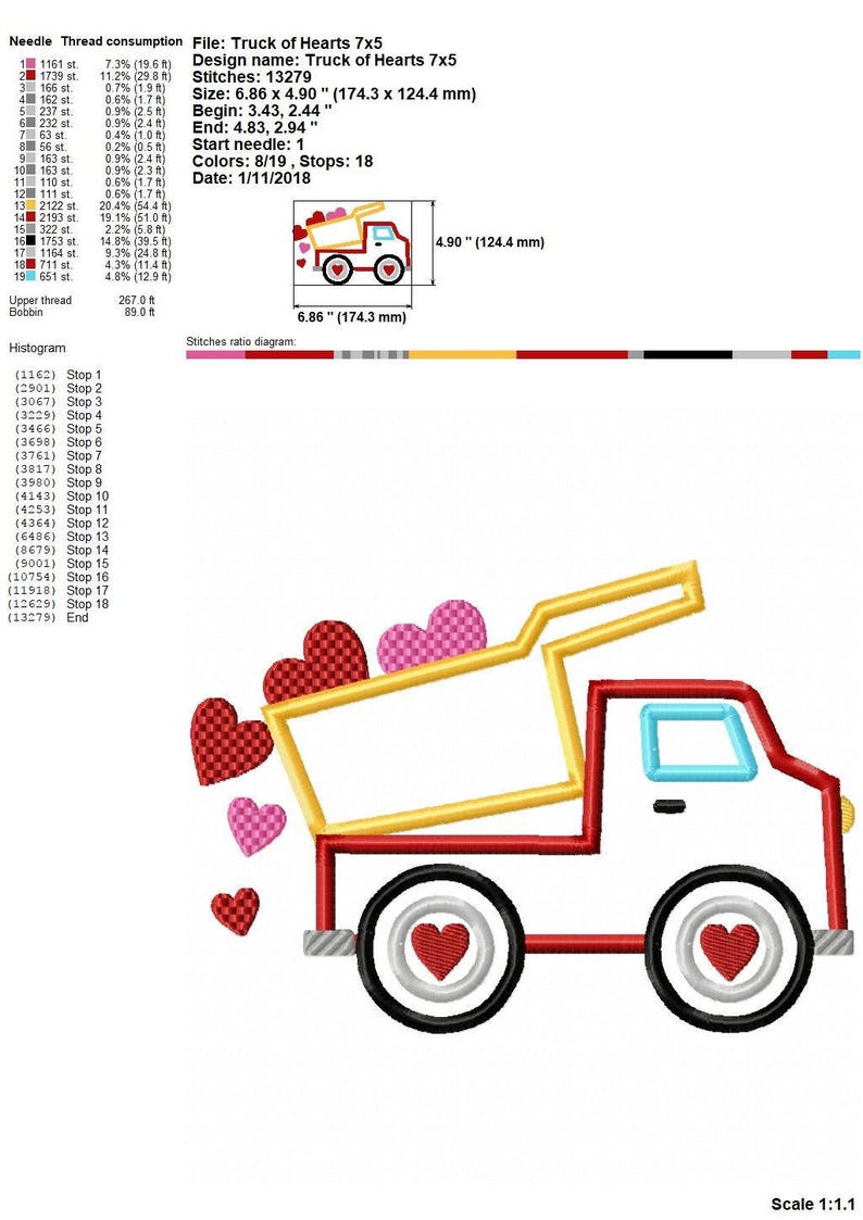 Truck of hearts valentines day jessecmault design 7x5 etsy Truck of hearts valentines day jessecmault design 7x5 etsy