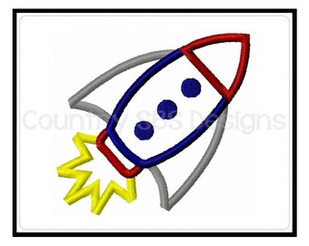 Rocketship Applique Embroidery Design  -INSTANT DOWNLOAD-