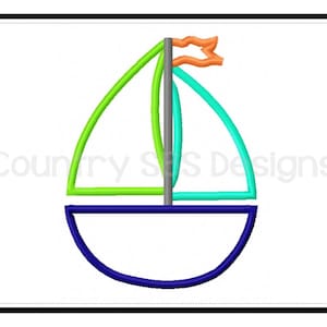 Sailboat Applique Embroidery Design  -INSTANT DOWNLOAD-
