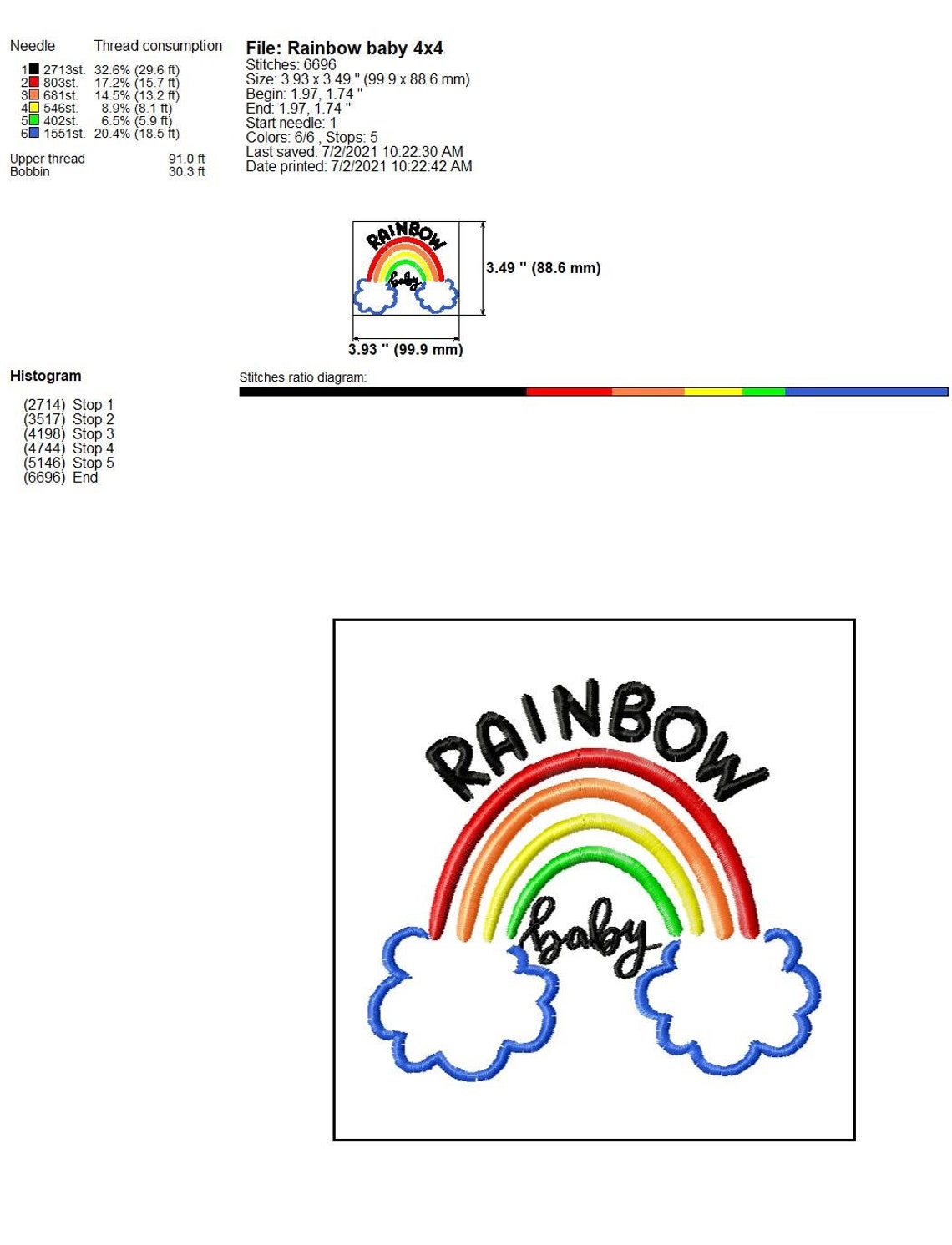 Rainbow Baby Embroidery Design INSTANT DOWNLOAD Etsy