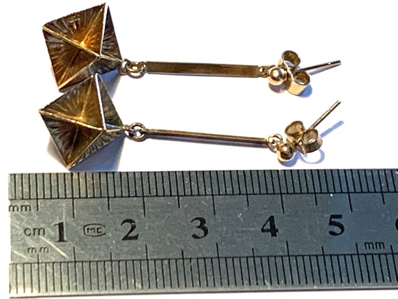 Triangular Prism Gold 9ct Gold Vintage Triangular Prism drop earrings - Gem