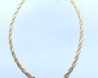 9 kt 375 wit- en geelgouden ketting - lichtgevend sterdetail !! 6 gram