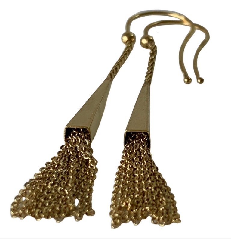 Cone shaped gold earrings deals