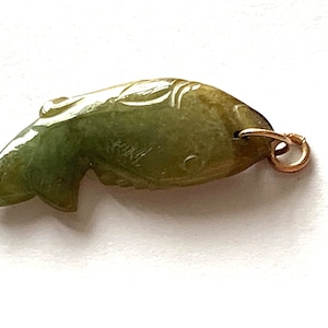 Mottled Brown & Olive Green Jade Fish Pendant