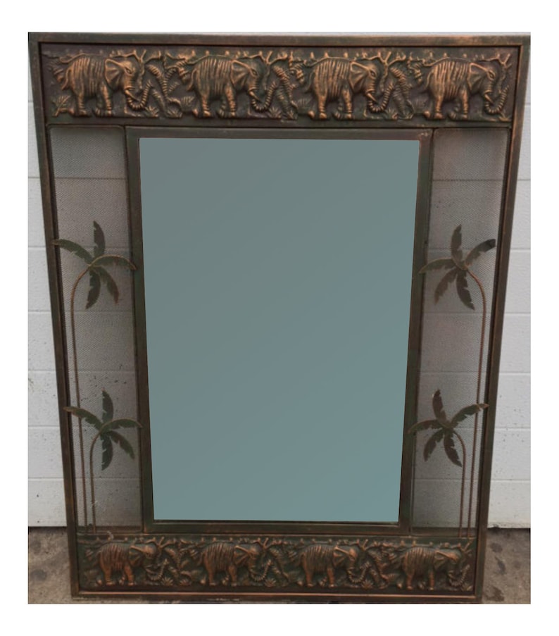 Safari Mirror Elephants Stamped Raised Metal Decorative Etsy