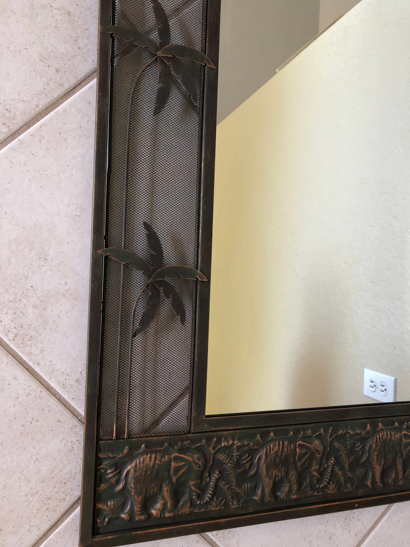 Safari Mirror Elephants Stamped Raised Metal Decorative Etsy