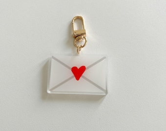 Love Letter Envelope Keychain • Acrylic Heart Bag Charm (Valentine's Day)