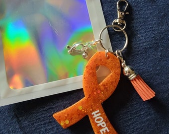 Orange Awareness Ribbon Keychain