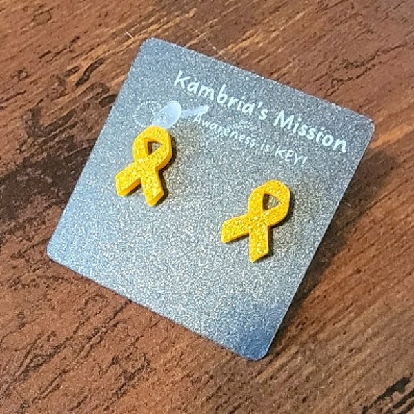 Gold Awareness Ribbon Earrings