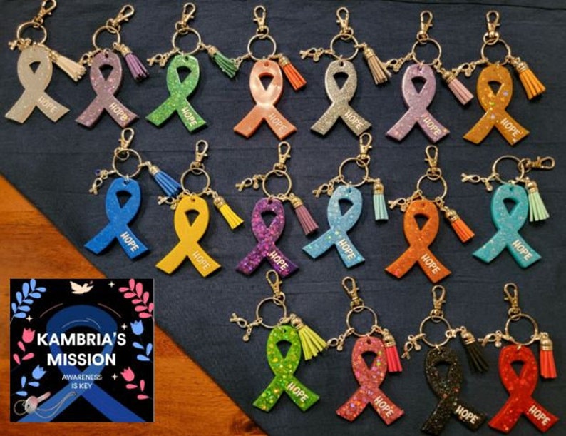 Purchase With a Purpose Peach Awareness Ribbon Keychain - Etsy