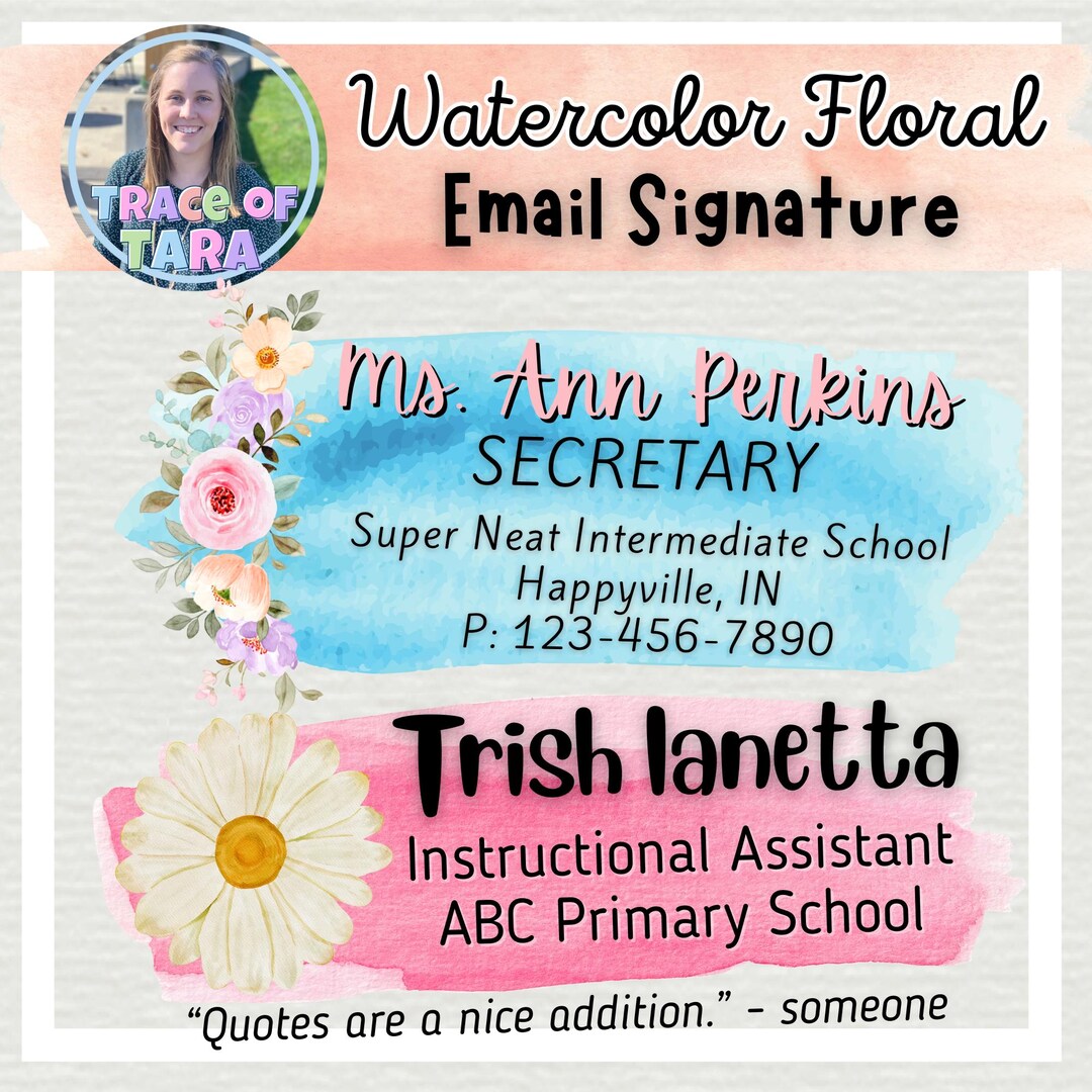 Watercolor Floral Custom Personalized Email Signature - Personal or ...