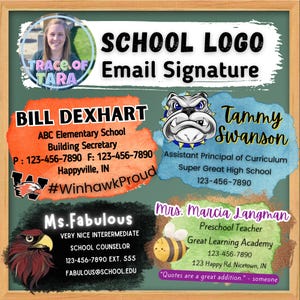 School Mascot Logo Custom Personalized School Teacher Email Signature