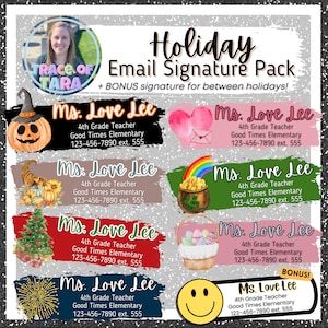 Holiday Theme Custom Personalized School Teacher Email Signature Pack
