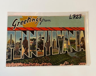1950s Greetings from Pennsylvania Vinatge unused post card