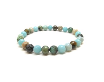 amazonite and jasper stretch bracelet for men, natural stone bracelet, men's gift for dad, domidora