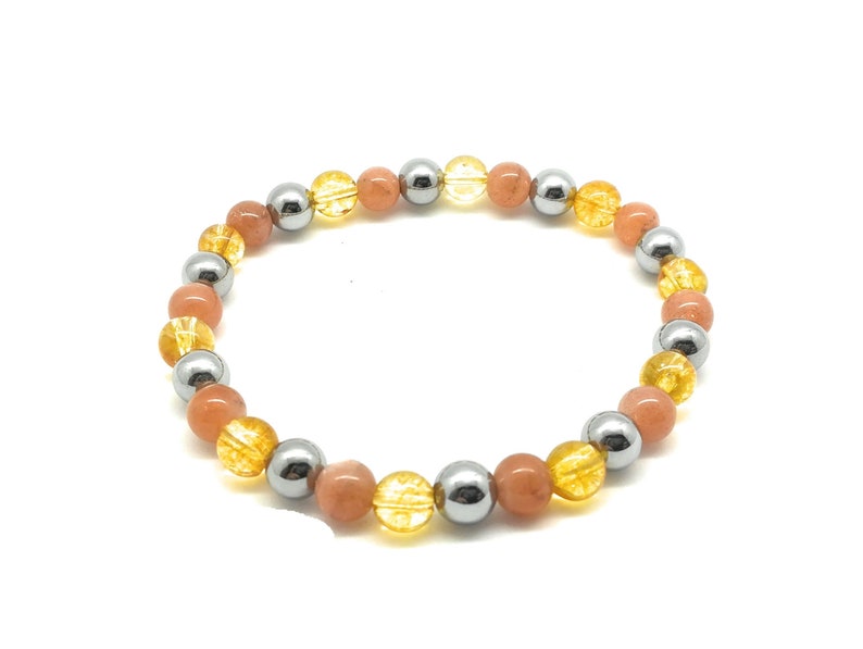 citrine bracelet, sunstone and hematite, natural stones for women's bracelet, energy bracelet, women's gift, domidora image 1