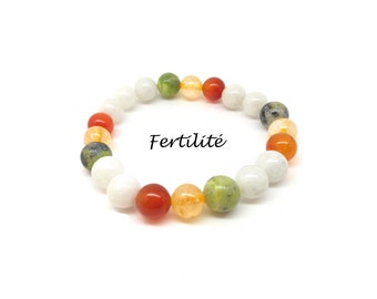bracelet pierre de lune et cornaline, pierres naturelles de fertilité, cadeau future maman, bracelet cadeau femme, domidora