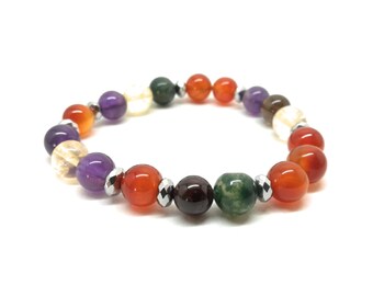 Natural stone energy bracelet against fatigue in carnelian, citrine, hematite... Extensible, women's gift, Mother's Day