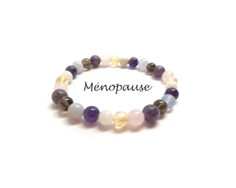 Menopause, Moonstone Bracelet, Citrine, Lepidolite, Rose Quartz, Amethyst, Smoky Quartz, Chalcedony, Hot Flashes