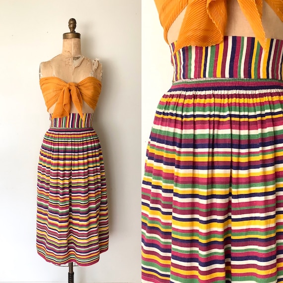 1940's Striped Rainbow Skirt - 24 25" Waist