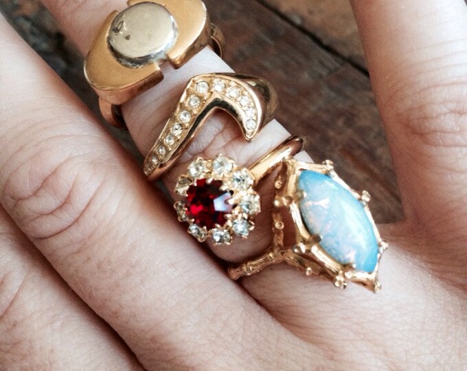 Lot of 4 Vintage Costume Jewelry Rings Varying Sizes Great Etsy