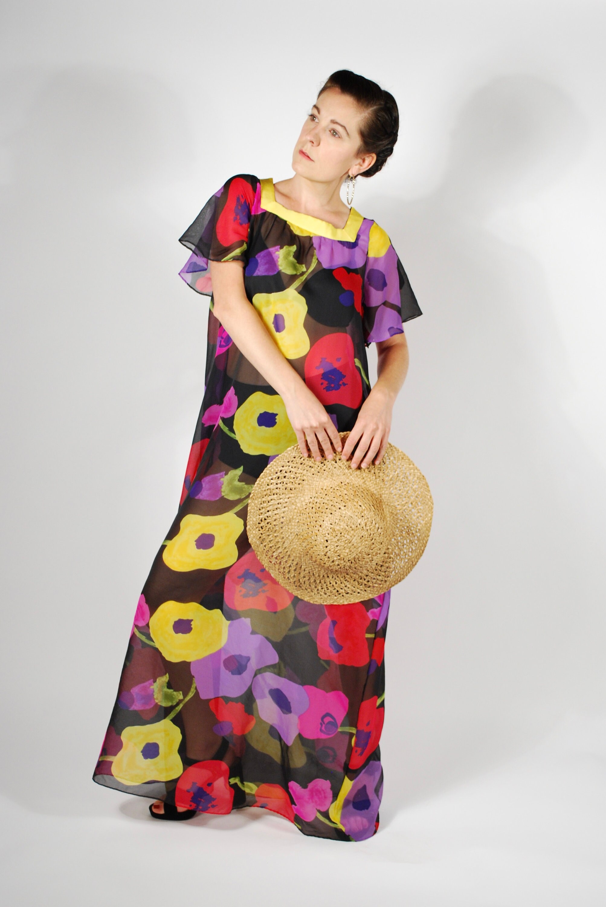 sheer kaftan dress
