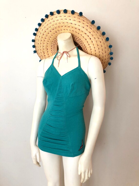 1940's Jantzen Swimsuit - 40's Teal One Piece Swim