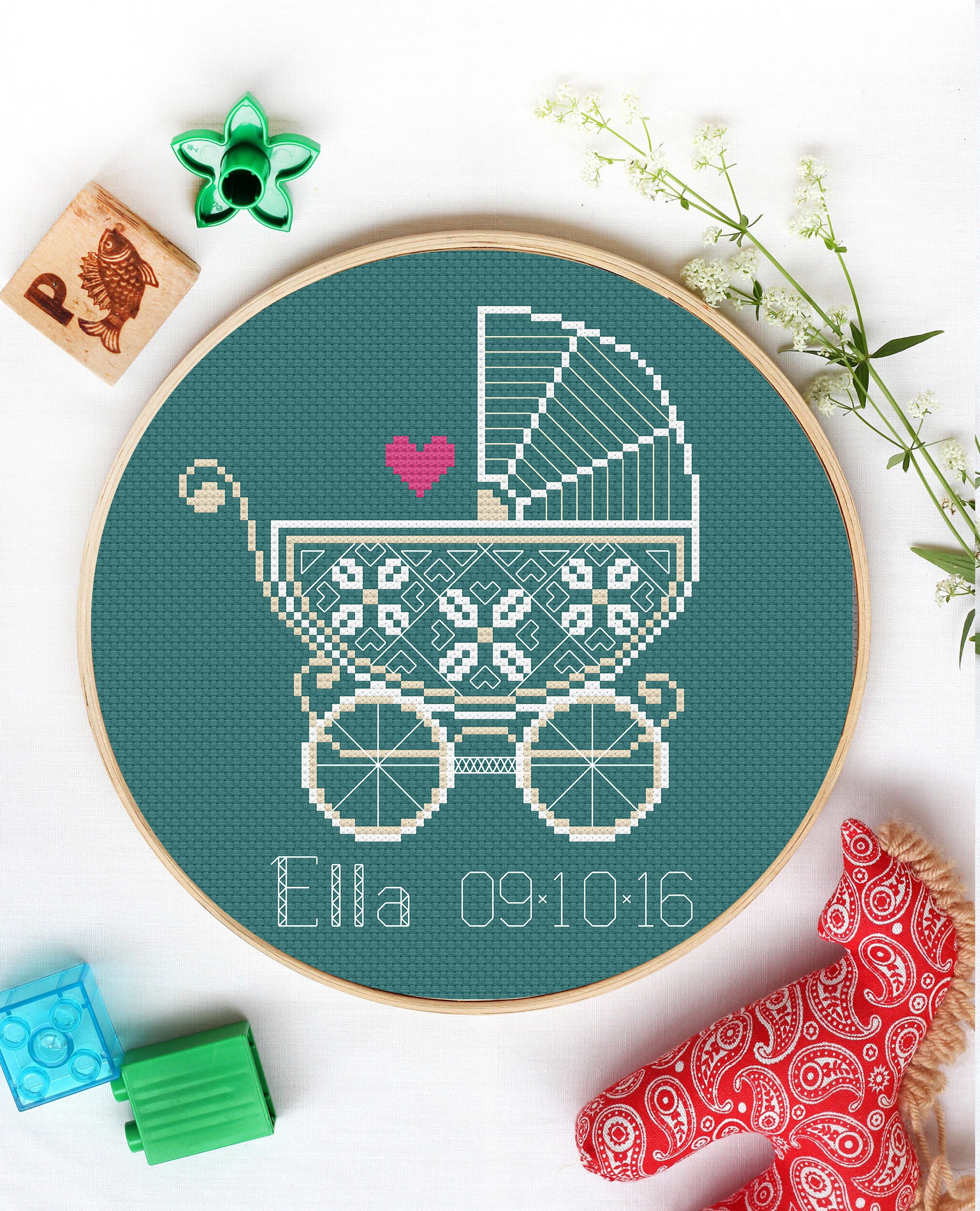 Cute Cross Stitch Baby Birth Sampler Birth Announcement Baby Etsy